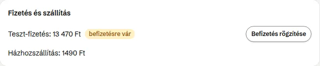 A Fizetés és szállítás kártya