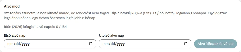 Az Alvó mód kártya