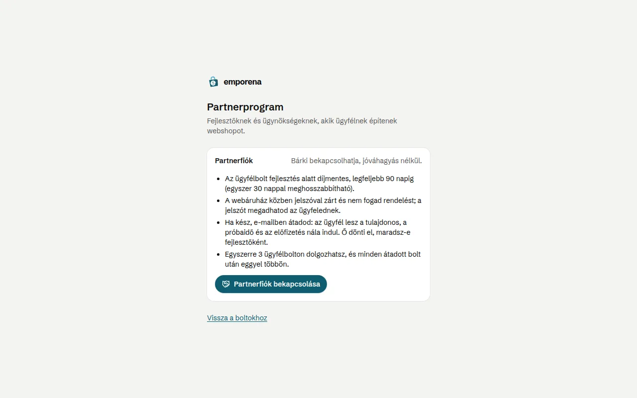 A Partnerprogram oldal